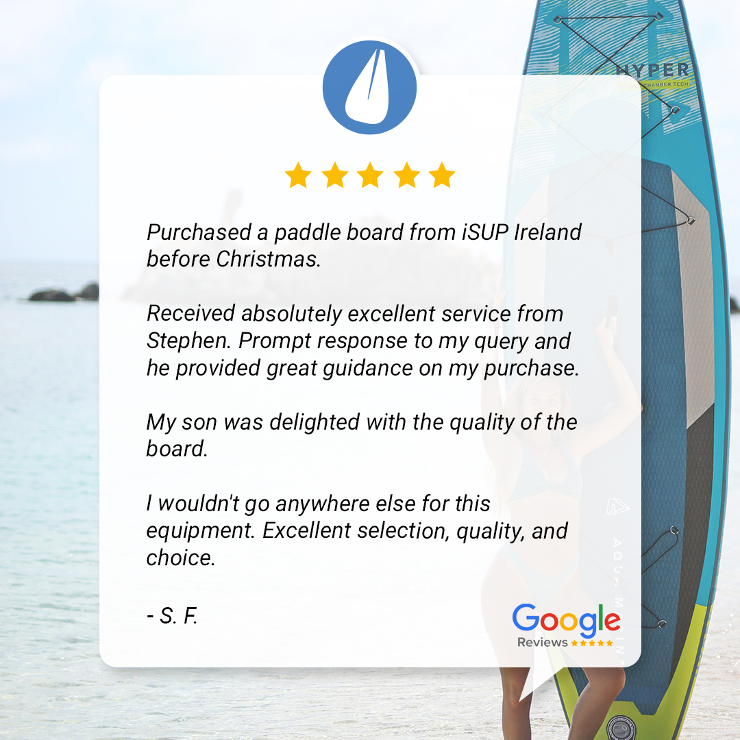 Thank you S.F. for the fantastic review and 5 stars 🏄♀️😃
#CustomerExperience #CustomerService #Ireland #ShopLocal #ShopLocalIreland #iSUP #SUP #SUPing #PaddleboardIreland #StandUpPaddleboarders #PaddleBoard #StandUpPaddleboarding #Paddleboarding #PaddleboardsIreland #HappyPaddles