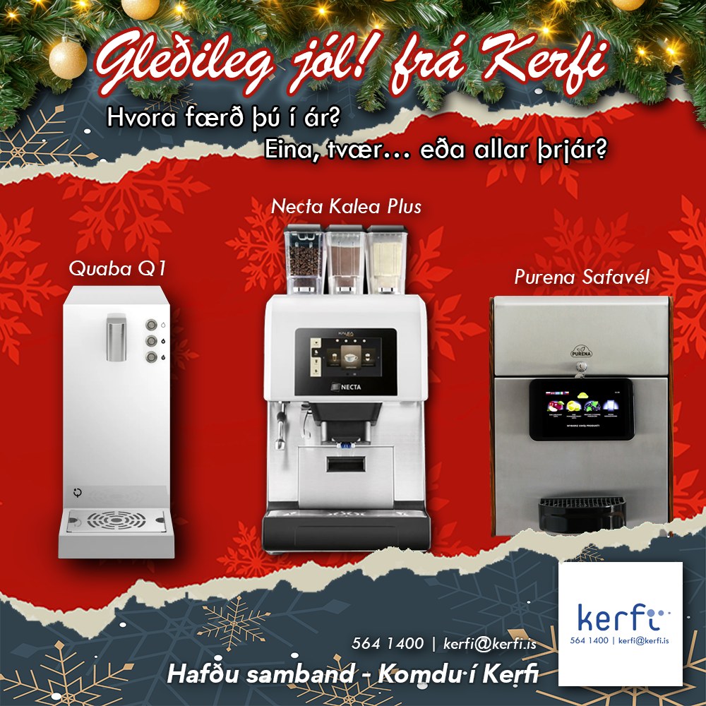 🎄 Gleðileg jól frá Kerfi! 🎁
Viltu dekra starfsmennina í ár? Kaffi, vatn eða safi – eða allt saman í einni jólagjöf?
Við höfum vélina sem passar á ykkar vinnustað.
☕ Necta Kalea Plus – fyrir alvöru kaffistemningu
💧 Quaba Q1 – hreint og frískandi vatn
🥤 Purena– safavél sem slær í gegn
Hafðu samband og við finnum réttu lausnina fyrir þig fyrir nýtt ár. ✨
☕💧 Kaffi- og vatnsvélar fyrir allar stærðir fyrirtækja 💼✨
🎉 Frír prufumánuður fyrir nýja viðskiptavini! 🆓🔥
📢 Fáðu tilboð fyrir þitt fyrirtæki! 💰💡
📞 Hafðu samband – Komdu í Kerfi 🚀✅
#Kaffivél #Vatnsvél #Fyrirtækjalausnir #KomduÍKerfi