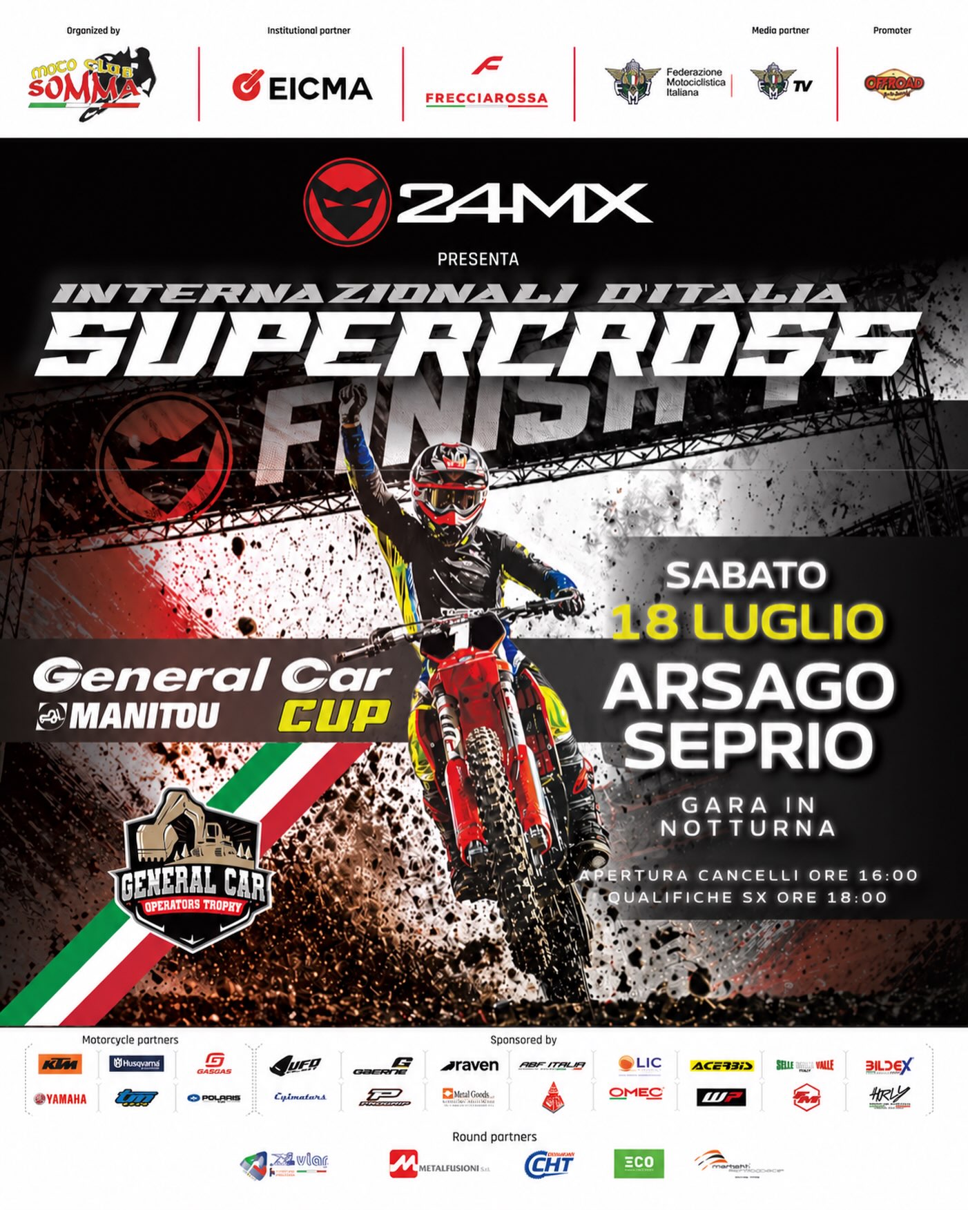 Sabato 18 luglio il Supercross torna a volare… La pista del mitico Fast Cross ospiterà gli In....