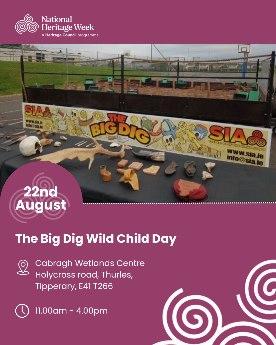 Heritage Week 2026 | Thurles
A fantastic line-up of talks, tours & family fun celebrating our local history. Here’s what’s on:
📅 15 Aug | 10:30am-3:30pm
Tipperary Heritage & Biodiversity Conference
Theme ‘Heritage at Risk’ w/ Roisín Burke, Caimin O’Brien & Breeding Waders EIP. Keynote: John Creedon. Lunch provided.
📅 15-23 Aug | 2:30-3:30pm daily
Holycross Abbey Free Tours
No booking, just show up!
📅 18 Aug | 10:30am-5pm
Tipperary Studies Open Day
Tour the archives & see digitisation in action.
📅 18 Aug | 6:30-7:30pm
Our Human Library
“Borrow” a person & hear their story.
📅 18 Aug | 7-8pm
Heritage At Risk – PARISH Project
Preserving church memorial inscriptions.
📅 18 Aug | 7:30-8:30pm
Monastic Evangelisation in the Irish Church
With Monsignor Ciarán O’Carroll.
📅 19 Aug | 10am-1pm
Slate Engraving Workshop
With sculptor Philip Quinn. Adults only, booking essential!
📅 20 Aug | 8-10pm
“Slow Journeys” – Pilgrim Walking
Ireland & Spain pilgrim paths. Free.
📅 21 Aug | 11am-1pm
Water Heritage Day
Explore life beneath the water + guided wetlands walk. Free.
📅 22 Aug | 11am-4pm
The Big Dig & Wild Child Day
Viking excavation, bread making, bug hunts & crafts!
📅 22nd Aug | 2.00pm - 3.30pm – weather dependent
Midnight Shootings 1921 Walking Tour
90-min walk on Thurles’ hidden history. Contact Paddy: 086 088 2029.
A brilliant week to explore the stories & people shaping our heritage 💚